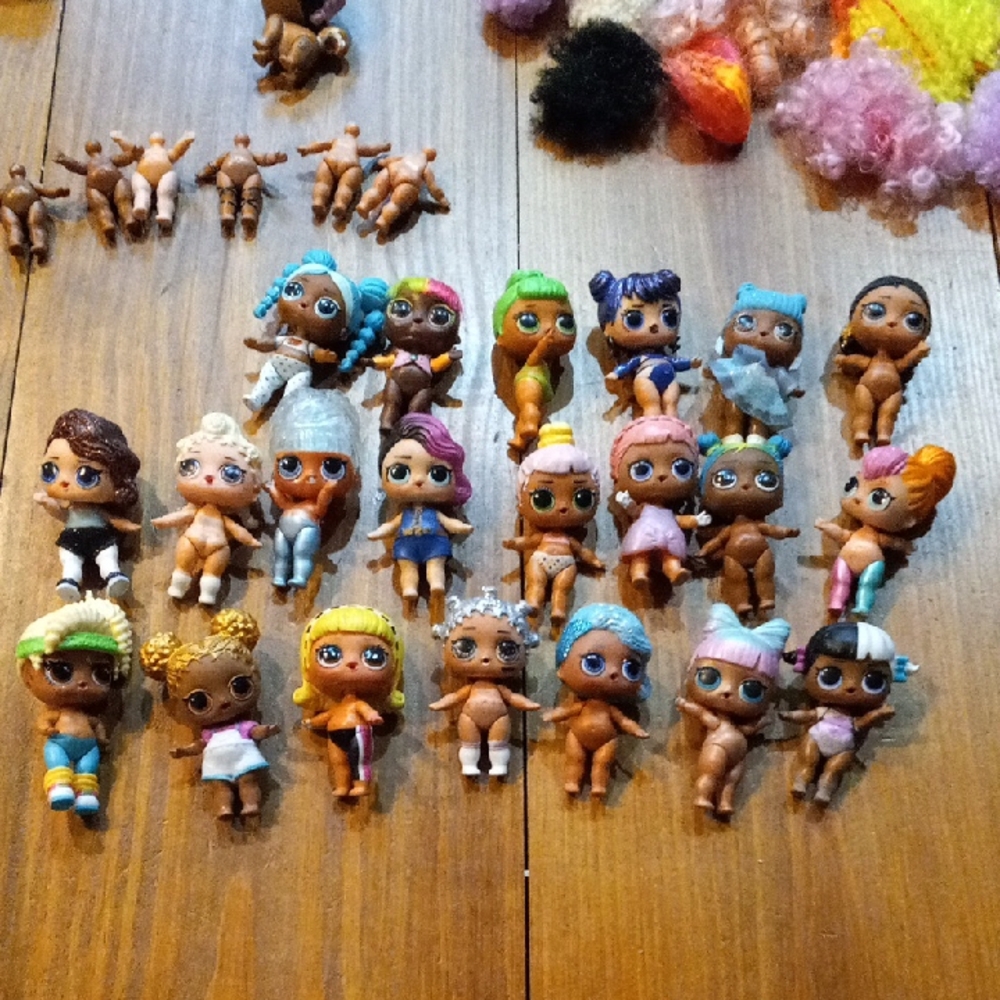L.O.L. Surprise! Mini Doll Lot with Bright Pink, Blue, Green & Yellow Hairstyles